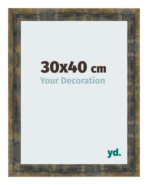 Bilderrahmen 30x40cm Blau Gold Meliert MDF Pisa Vorne Messe | Yourdecoration.at