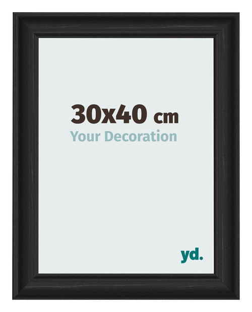 Bilderrahmen 30x40cm Schwarz Gemasert MDF Lazio Vorne Messe | Yourdecoration.at