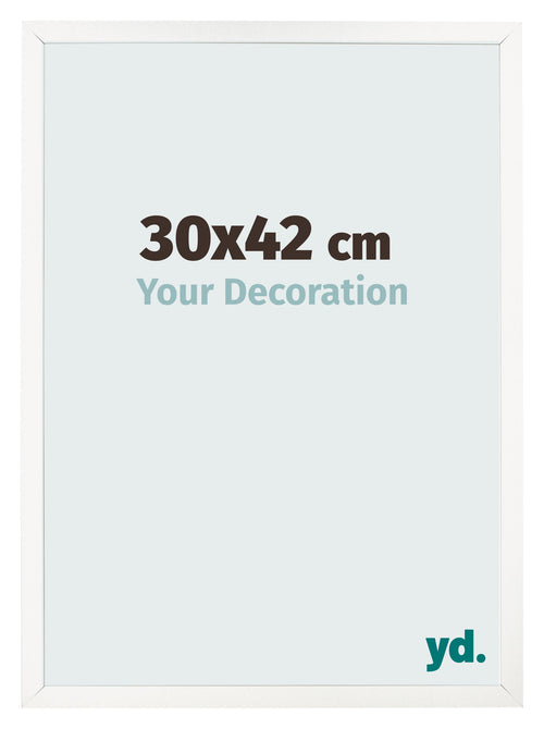 Bilderrahmen 30x42 cm Weiss Hochglanz MDF Bologna Vorne Messe | Yourdecoration.at