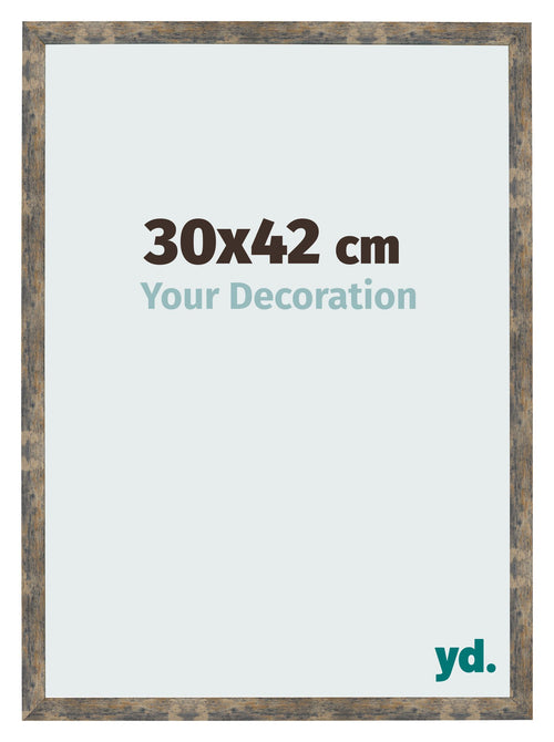 Bilderrahmen 30x42cm Blau Gold Meliert MDF Bologna Vorne Messe | Yourdecoration.at