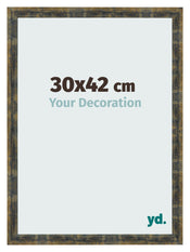 Bilderrahmen 30x42cm Blau Gold Meliert MDF Pisa Vorne Messe | Yourdecoration.at