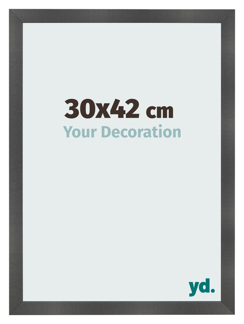 Bilderrahmen 30x42cm Schwarz Silber Poliert MDF Pisa Vorne Messe | Yourdecoration.at