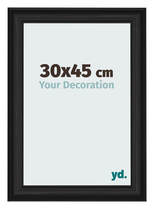 Bilderrahmen 30x45cm Schwarz Gemasert MDF Lazio Vorne Messe | Yourdecoration.at