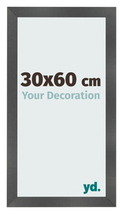 Bilderrahmen 30x60cm Schwarz Silber Poliert MDF Pisa Vorne Messe | Yourdecoration.at