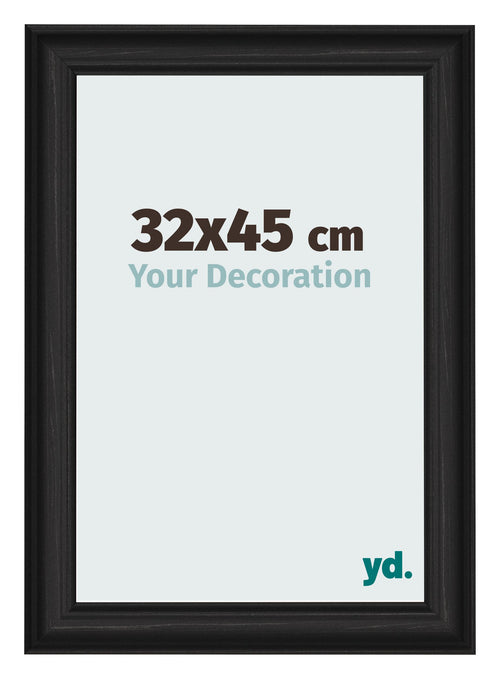 Bilderrahmen 32x45cm Schwarz Gemasert MDF Lazio Vorne Messe | Yourdecoration.at