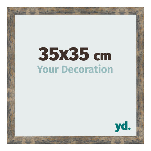 Bilderrahmen 35x35cm Blau Gold Meliert MDF Bologna Vorne Messe | Yourdecoration.at