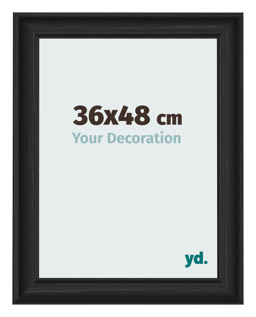 Bilderrahmen 36x48cm Schwarz Gemasert MDF Lazio Vorne Messe | Yourdecoration.at
