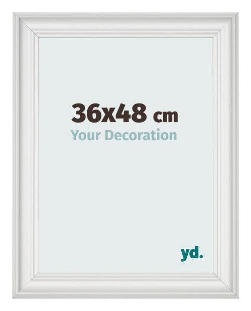 Bilderrahmen 36x48cm Weiss Gewischt MDF Lazio Vorne Messe | Yourdecoration.at