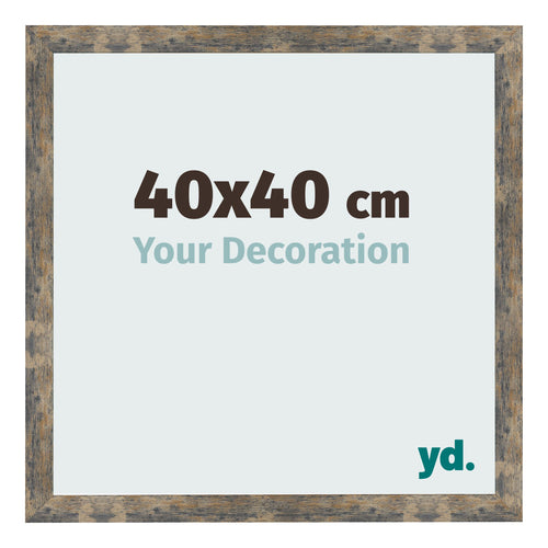 Bilderrahmen 40x40cm Blau Gold Meliert MDF Bologna Vorne Messe | Yourdecoration.at