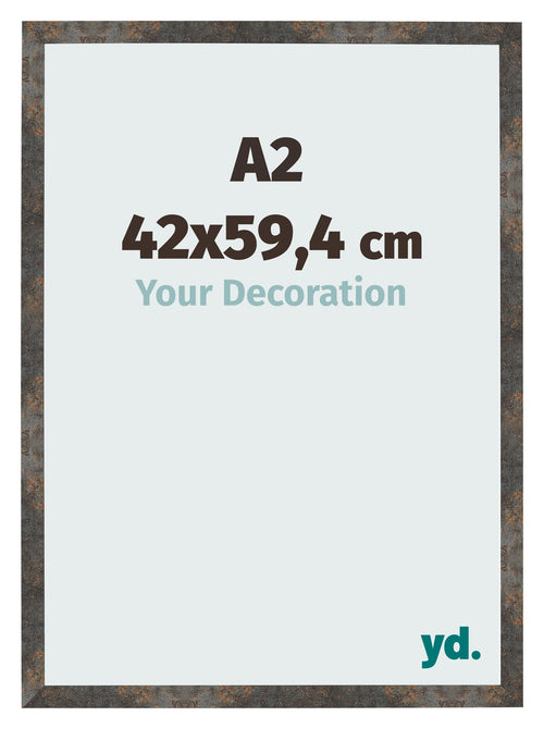 Bilderrahmen 42x59 4 cm A2 Oxidiertes Metall MDF Bologna Vorne Messe | Yourdecoration.at
