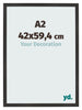 Bilderrahmen 42x59 4 cm A2 Schwarz Matt MDF Bologna Vorne Messe | Yourdecoration.at