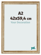 Bilderrahmen 42x59 4cm A2 Gold Antik MDF Lazio Vorne Messe | Yourdecoration.at