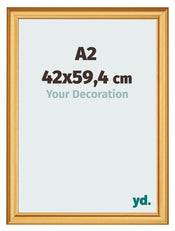 Bilderrahmen 42x59 4cm A2 Gold Matt MDF Lazio Vorne Messe | Yourdecoration.at