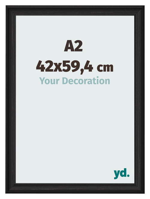 Bilderrahmen 42x59 4cm A2 Schwarz Gemasert MDF Lazio Vorne Messe | Yourdecoration.at