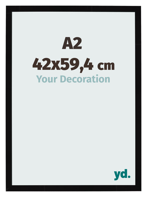 Bilderrahmen 42x59 4cm A2 Schwarz Hochglanz MDF Bologna Vorne Messe | Yourdecoration.at