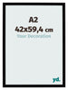 Bilderrahmen 42x59 4cm A2 Schwarz Hochglanz MDF Bologna Vorne Messe | Yourdecoration.at