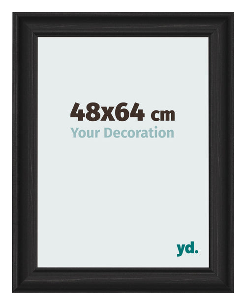 Bilderrahmen 48x64cm Schwarz Gemasert MDF Lazio Vorne Messe | Yourdecoration.at