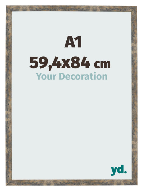 Bilderrahmen 59 4x84cm A1 Blau Gold Meliert MDF Bologna Vorne Messe | Yourdecoration.at