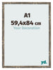 Bilderrahmen 59 4x84cm A1 Blau Gold Meliert MDF Bologna Vorne Messe | Yourdecoration.at