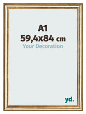 Bilderrahmen 59 4x84cm A1 Gold Antik MDF Lazio Vorne Messe | Yourdecoration.at