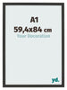 Bilderrahmen 59 4x84cm A1 Schwarz Gemasert MDF Bologna Vorne Messe | Yourdecoration.at