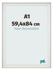 Bilderrahmen 59 4x84cm A1 Weiss Gewischt MDF Lazio Vorne Messe | Yourdecoration.at