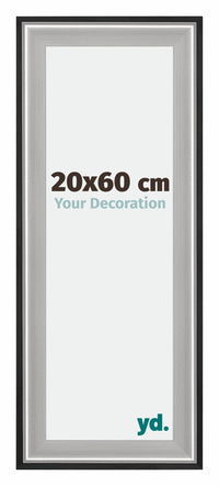 Birmingham Holz Bilderrahmen 20x60cm Schwarz Silber Poliert Messe | Yourdecoration.at