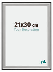 Birmingham Holz Bilderrahmen 21x30cm Schwarz Silber Poliert Messe | Yourdecoration.at