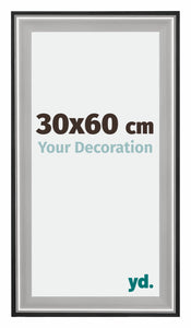 Birmingham Holz Bilderrahmen 30x60cm Schwarz Silber Poliert Messe | Yourdecoration.at