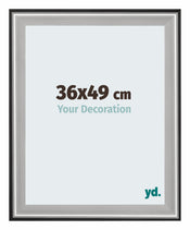 Birmingham Holz Bilderrahmen 36x49cm Schwarz Silber Poliert Vorne Messe | Yourdecoration.at