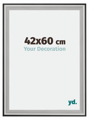 Birmingham Holz Bilderrahmen 42x60cm Schwarz Silber Poliert Messe | Yourdecoration.at