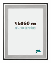Birmingham Holz Bilderrahmen 45x60cm Schwarz Silber Poliert Messe | Yourdecoration.at