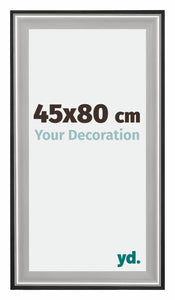 Birmingham Holz Bilderrahmen 45x80cm Schwarz Silber Poliert Messe | Yourdecoration.at