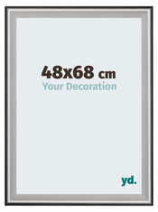 Birmingham Holz Bilderrahmen 48x68cm Schwarz Silber Poliert Vorne Messe | Yourdecoration.at