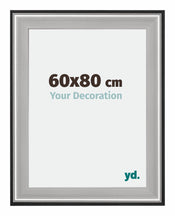Birmingham Holz Bilderrahmen 60x80cm Schwarz Silber Poliert Messe | Yourdecoration.at