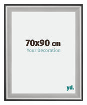 Birmingham Holz Bilderrahmen 70x90cm Schwarz Silber Poliert Messe | Yourdecoration.at