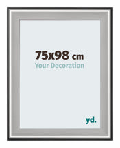 Birmingham Holz Bilderrahmen 75x98cm Schwarz Silber Poliert Vorne Messe | Yourdecoration.at