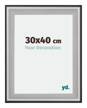Birmingham Hout Bilderrahmen 30x40cm Schwarz Silber Poliert Messe | Yourdecoration.at