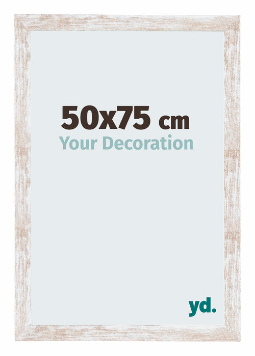 Catania MDF Bilderrahmen 50x75cm White Wash Vorne Messe | Yourdecoration.at