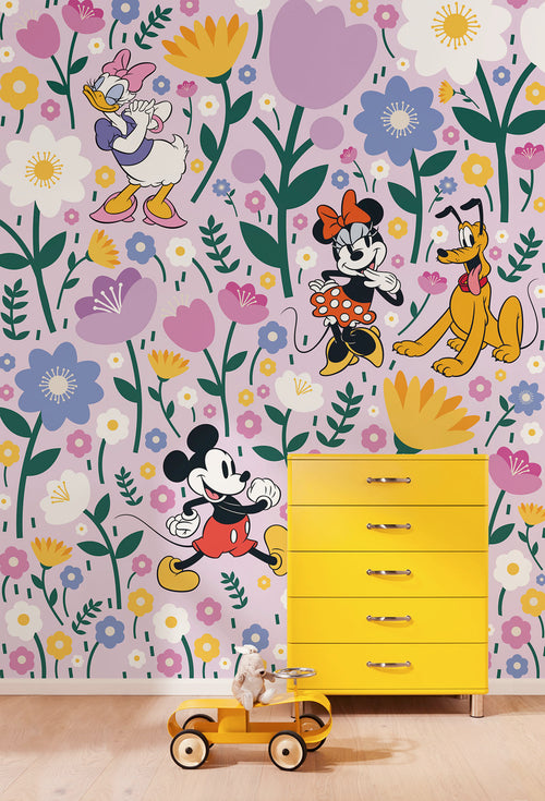 Disney Mickey Mouse and Minnie Mouse Botanical Spring Innere Fototapete DX4 175 | Yourdecoration.at