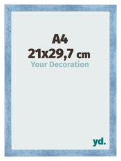 Bilderrahmen A4 - 21x29,7 cm - Hellblau Gewischt - MDF - Pisa