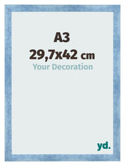 Bilderrahmen A3 - 29,7x42 cm - Hellblau Gewischt - MDF - Pisa