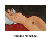 Kunstdruck Amedeo Modigliani Liegender Frauenakt auf weißem Kissen 50x40cm AMO 2002 PGM | Yourdecoration.at