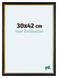 Lincoln Holz Bilderrahmen 30x42cm Schwarz Gold Vorne Messe | Yourdecoration.at