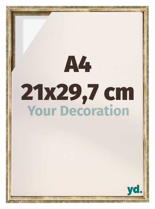Lyon MDF Schattenfugenrahmen 21x29 7cm A4 Gold Antik Vorne Messe | Yourdecoration.at