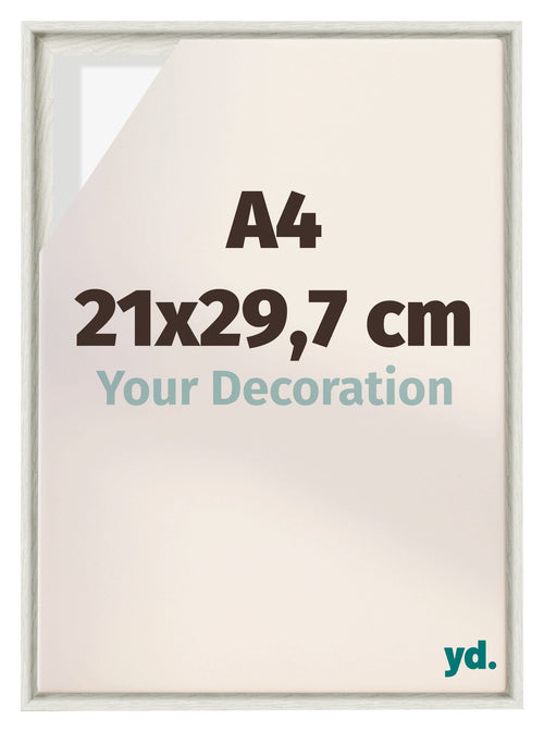 Lyon MDF Schattenfugenrahmen 21x29 7cm A4 White Wash Vorne Messe | Yourdecoration.at