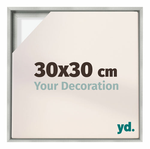 Lyon MDF Schattenfugenrahmen 30x30cm Silber Matt Vorne Messe | Yourdecoration.at