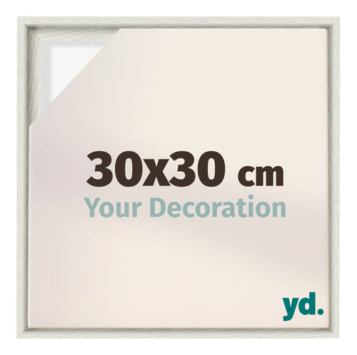 Lyon MDF Schattenfugenrahmen 30x30cm White Wash Vorne Messe | Yourdecoration.at