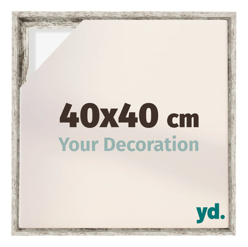 Lyon MDF Schattenfugenrahmen 40x40cm Weiss Vintage Vorne Messe | Yourdecoration.at