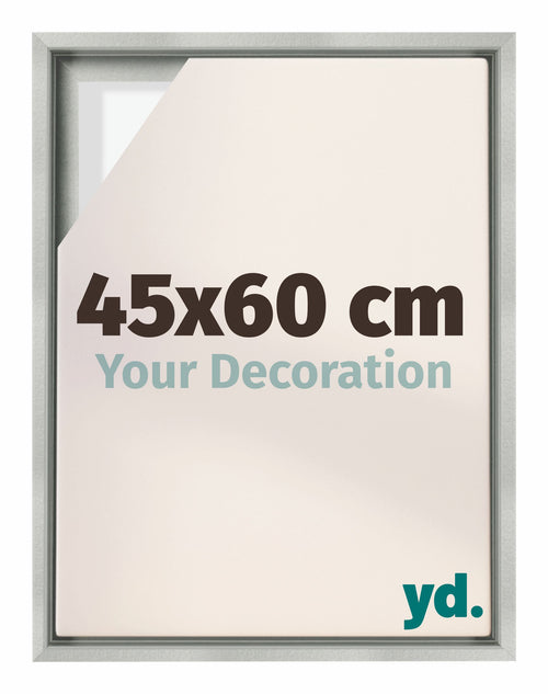Lyon MDF Schattenfugenrahmen 45x60cm Silber Matt Vorne Messe | Yourdecoration.at